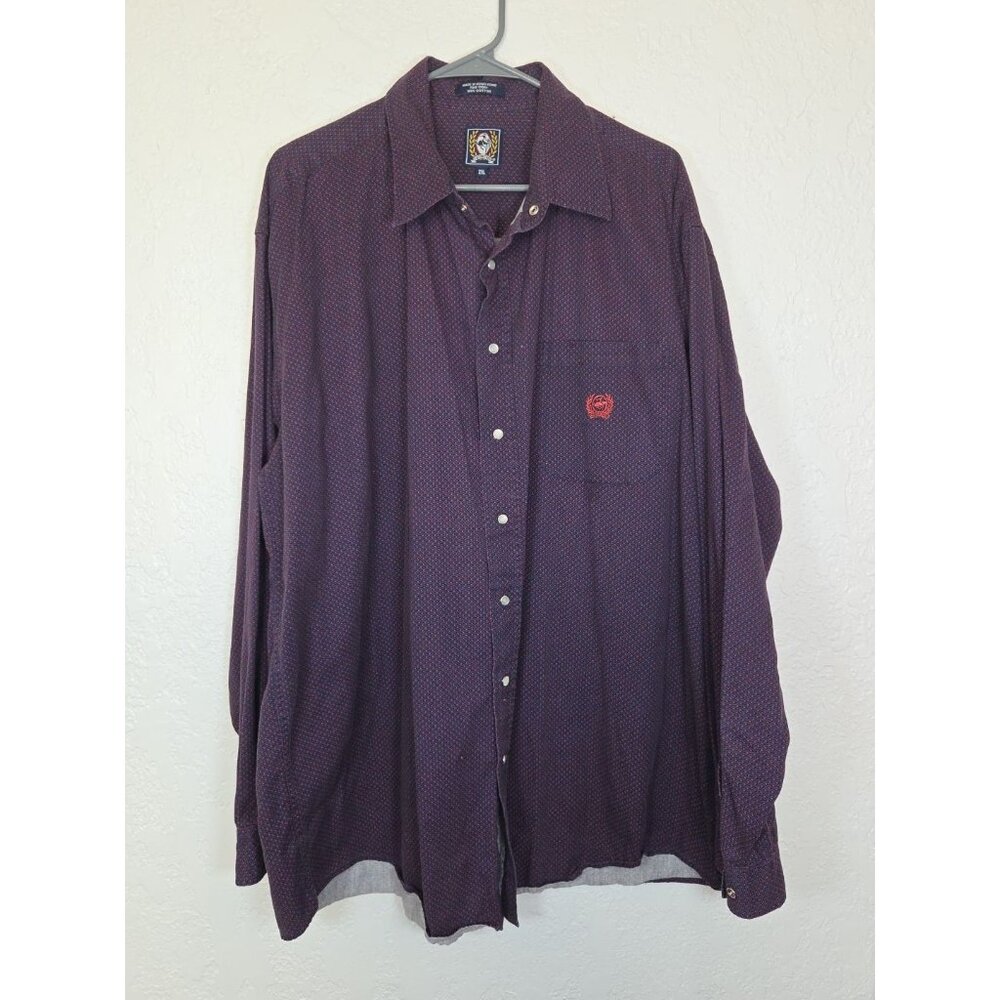 Cinch Shirt Men's 2XL Button-Up Burgundy Diamond Cotton Pearl Snap Front
